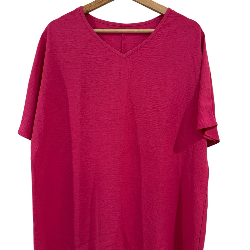 Vibrant Pink V-Neck T-Shirt
